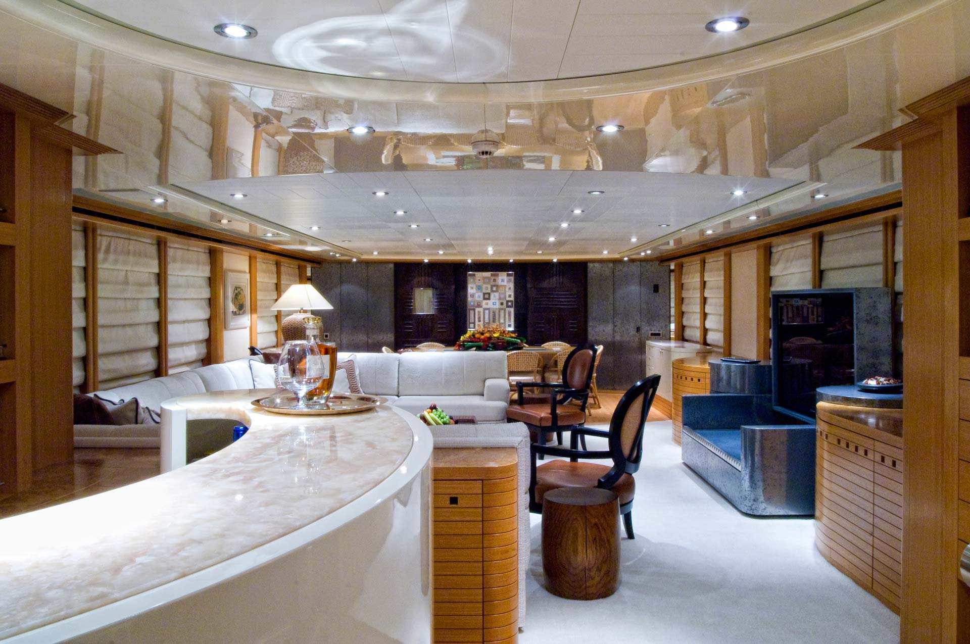 main saloon of a luxury superyacht